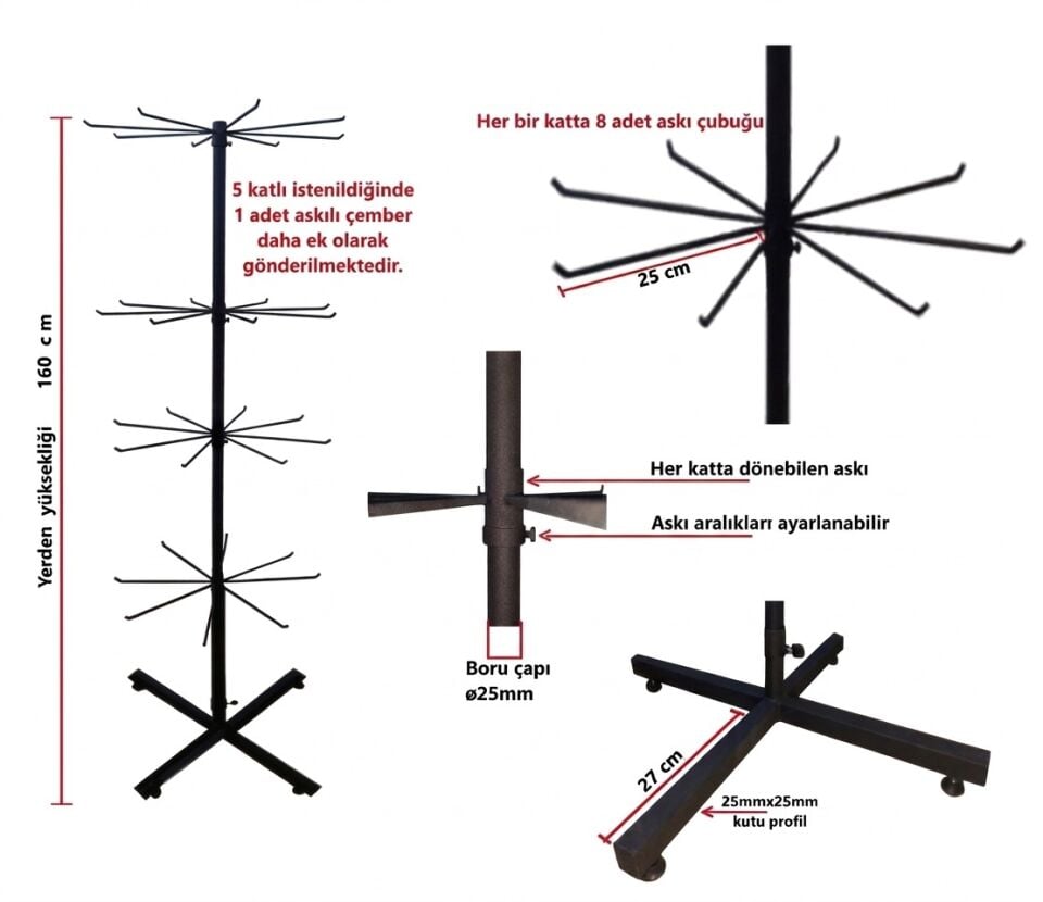 Sena Raf Fırfır 4 Katlı Aksesuar Askı Standı