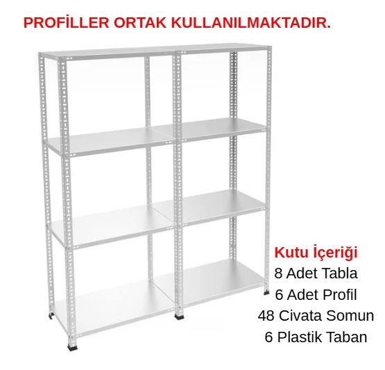 Sena Raf 4 Katlı Duble Galvaniz Çelik Raf