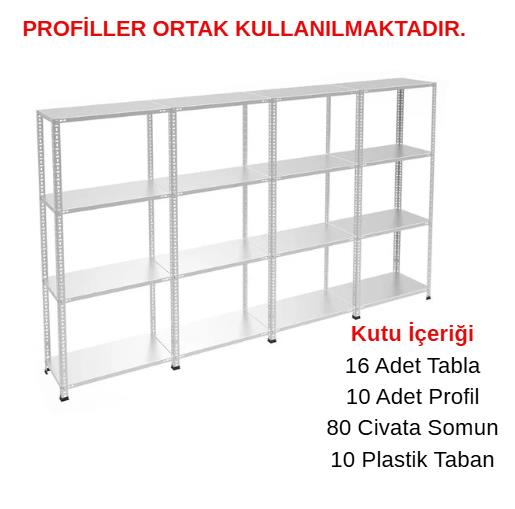 Sena Raf 4 Katlı 4'lü Galvaniz Çelik Raf
