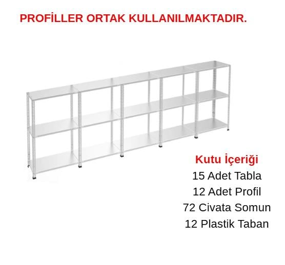 Sena Raf 3 Katlı 5'li Galvaniz Çelik Raf
