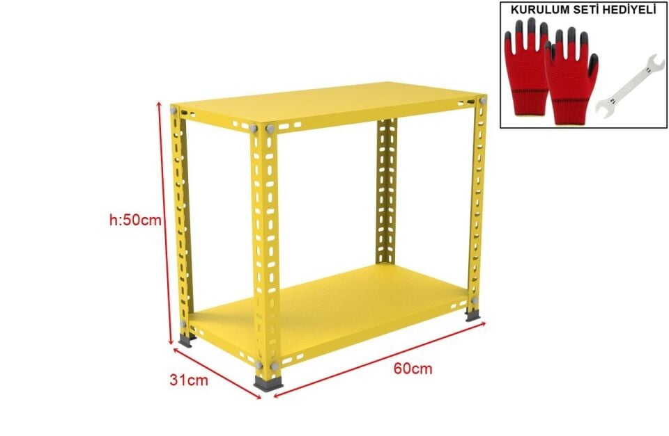 Sena Raf 2 Katlı Renkli Çelik Raf Sehpa