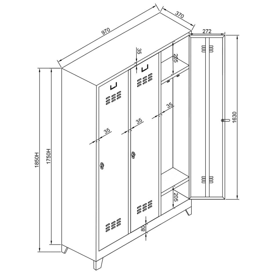 Sena Raf 3 lü Eko Soyunma Dolabı Gri