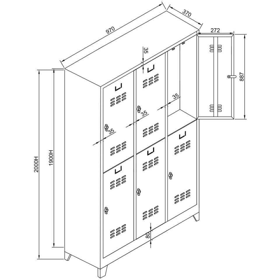Sena Raf 6 lı Eko Soyunma Dolabı Gri