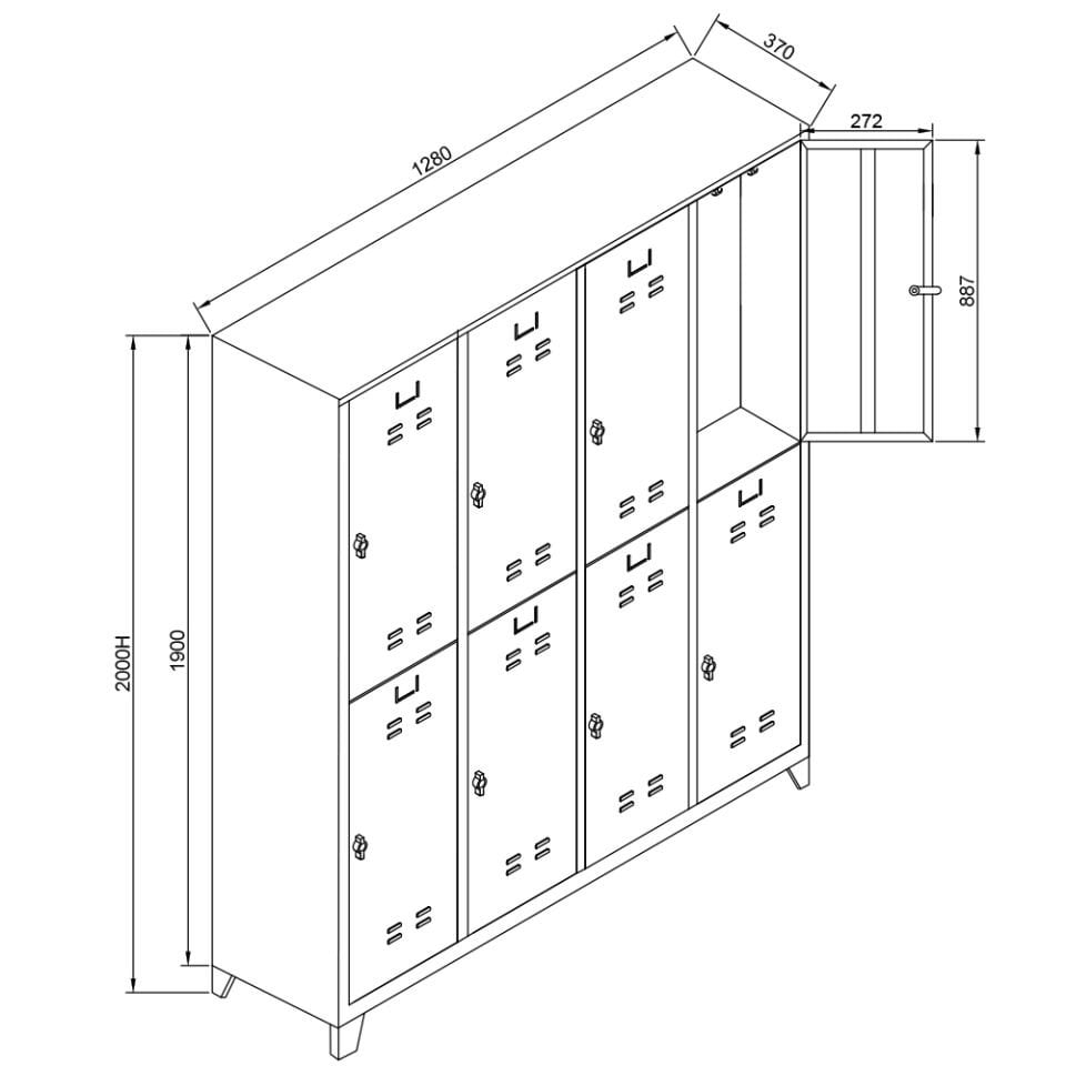 Sena Raf 8 li Soyunma Dolabı Gri