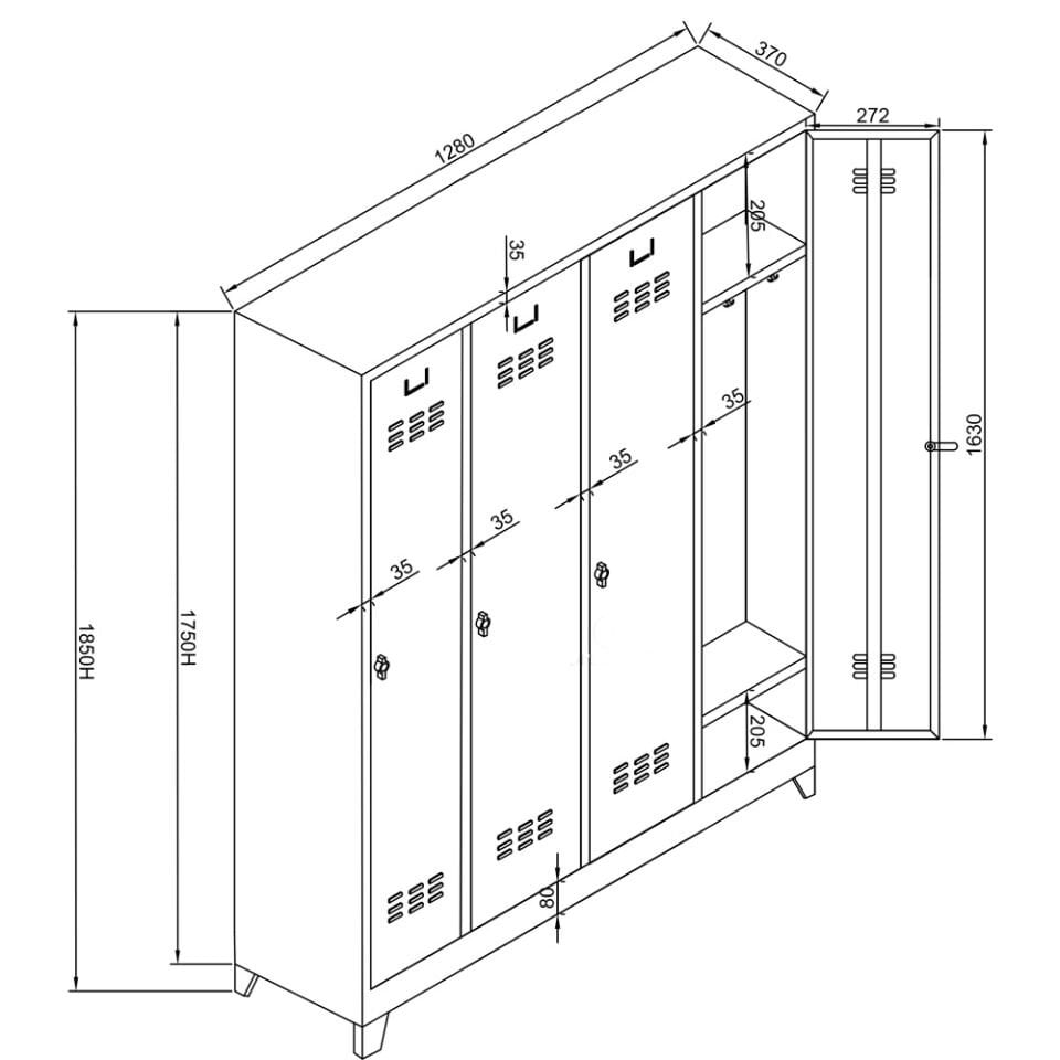 Sena Raf 4 lü Yanyana Soyunma Dolabı Gri