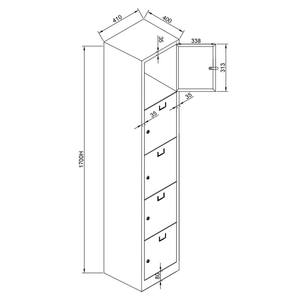 Sena Raf 5 Gözlü Öğretmen Öğrenci Dolabı Gri