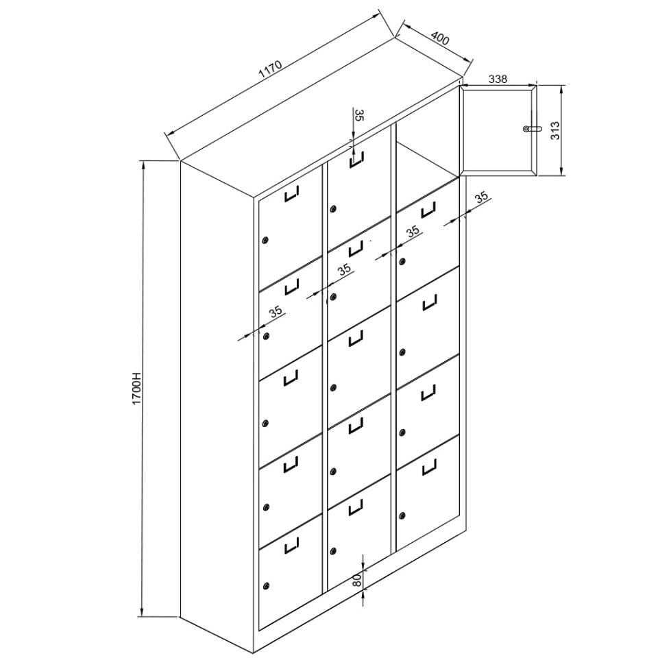 Sena Raf 15 Gözlü Öğretmen Öğrenci Dolabı Gri