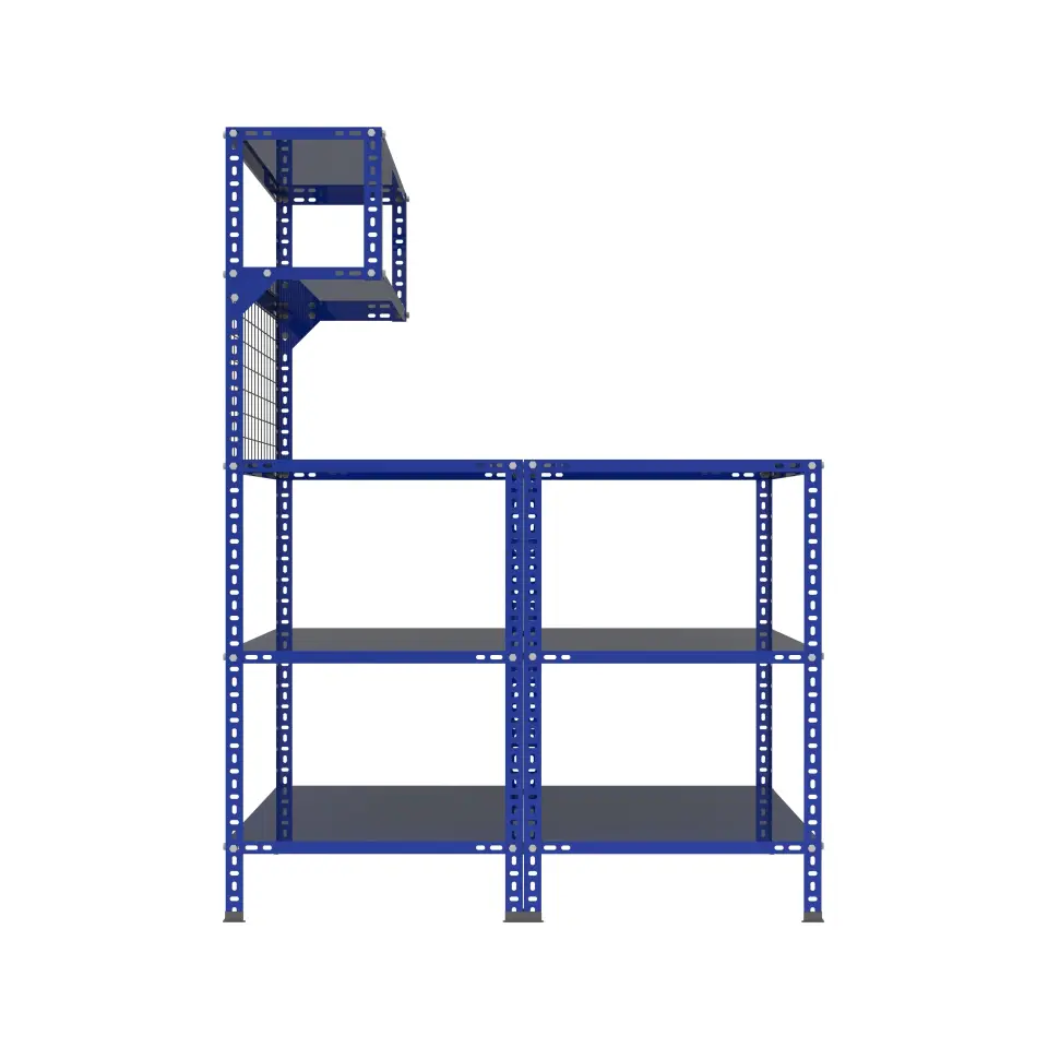 Sena Raf3 Katlı Duble Renkli Paketleme Masası 118x93 cm - 2 Raflı Tel Kafesli , Atölye, Depo, Hobi Çalışma Masası - Renk: Mavi