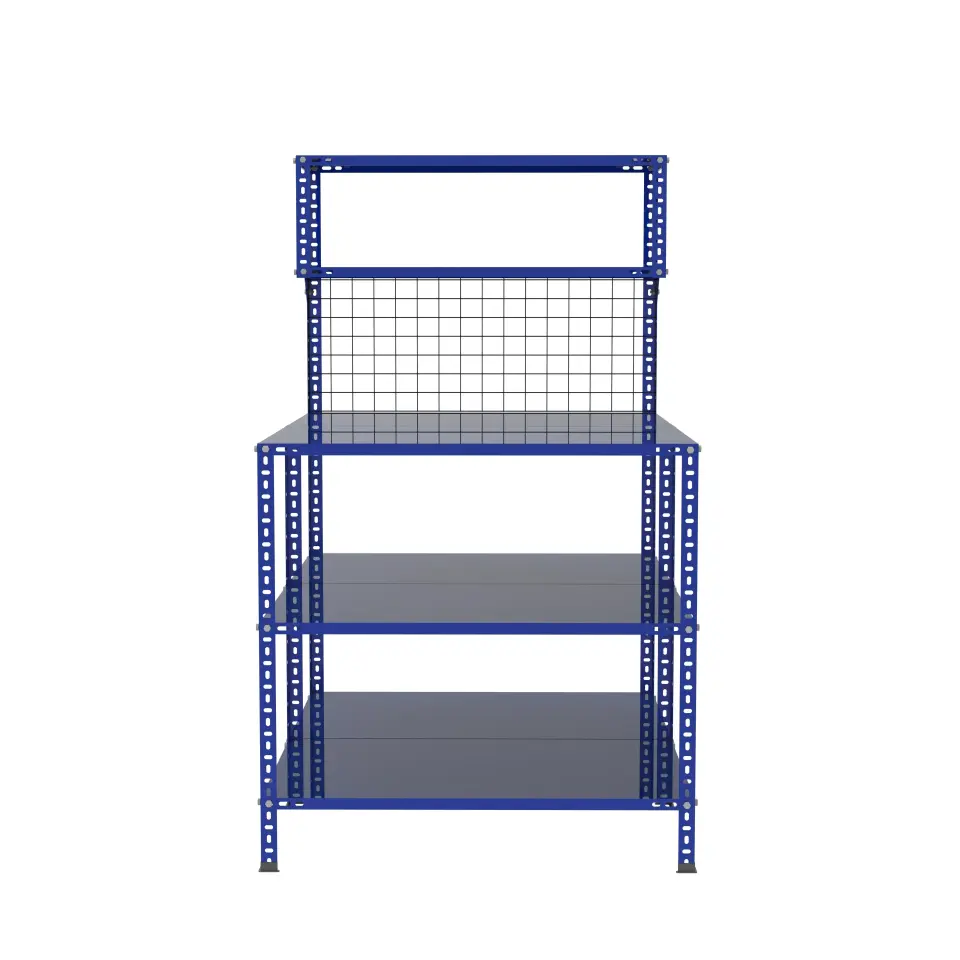 Sena Raf3 Katlı Duble Renkli Paketleme Masası 118x93 cm - 2 Raflı Tel Kafesli , Atölye, Depo, Hobi Çalışma Masası - Renk: Mavi