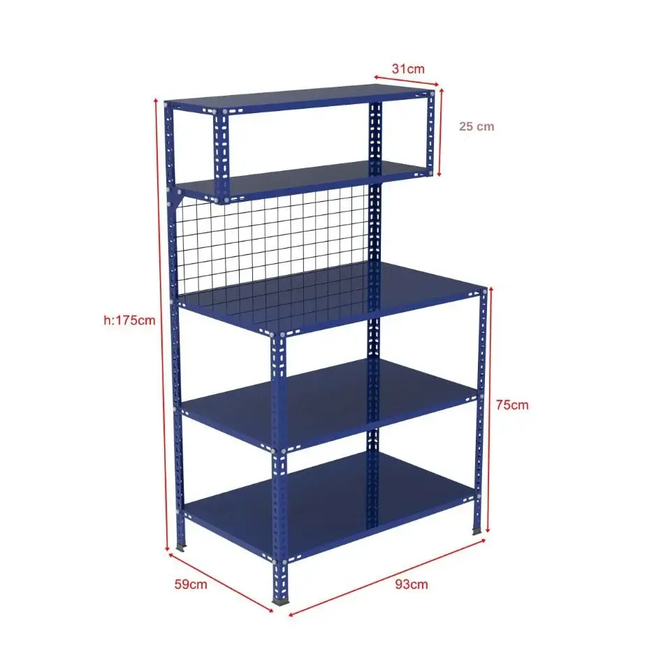 Sena Raf 3 Katlı Renkli Paketleme Masası 59x93 cm - 2 Raflı Tel Kafesli , Atölye, Depo, Hobi Çalışma Masası - Renk: Mavi