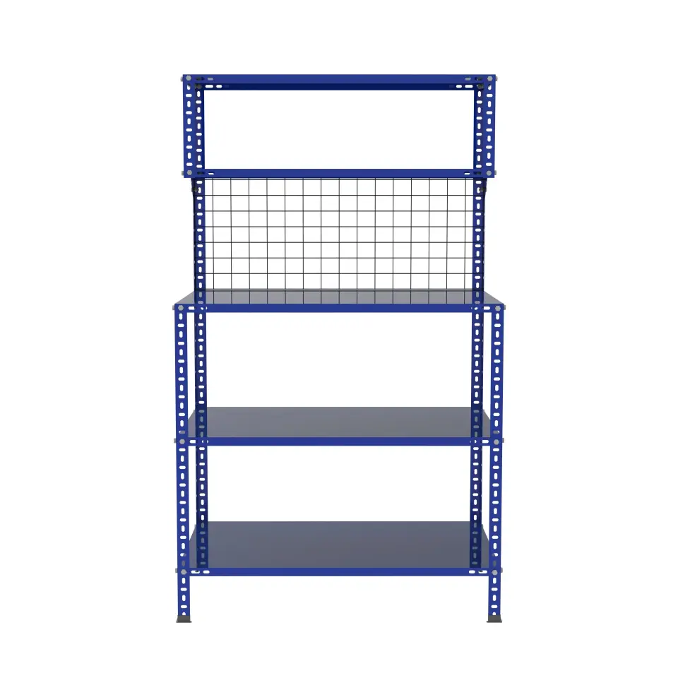 Sena Raf 3 Katlı Renkli Paketleme Masası 59x93 cm - 2 Raflı Tel Kafesli , Atölye, Depo, Hobi Çalışma Masası - Renk: Mavi