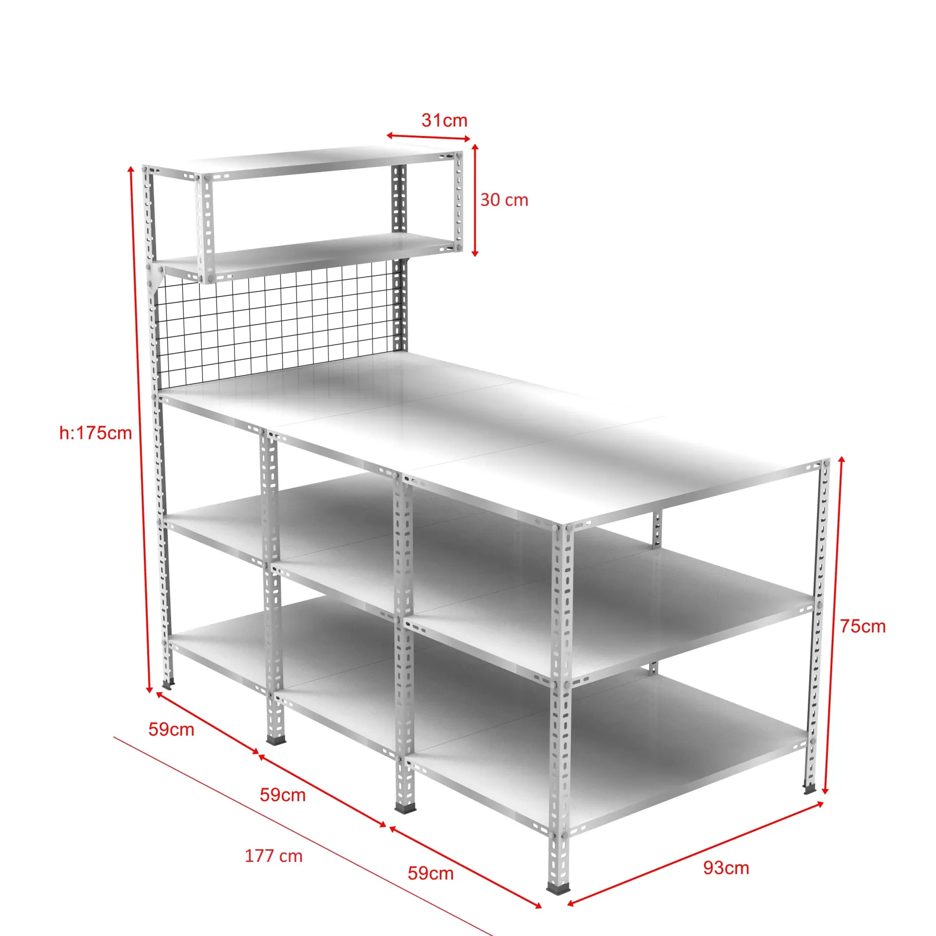 Sena Raf 3 Katlı 3'lü Paketleme Masası 177x93 cm - 2 Raflı Tel Kafesli , Atölye, Depo, Hobi Çalışma Masası