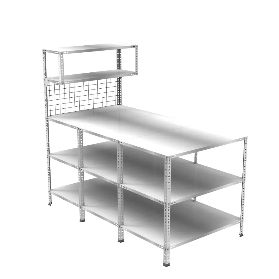 Sena Raf 3 Katlı 3'lü Paketleme Masası 177x93 cm - 2 Raflı Tel Kafesli , Atölye, Depo, Hobi Çalışma Masası