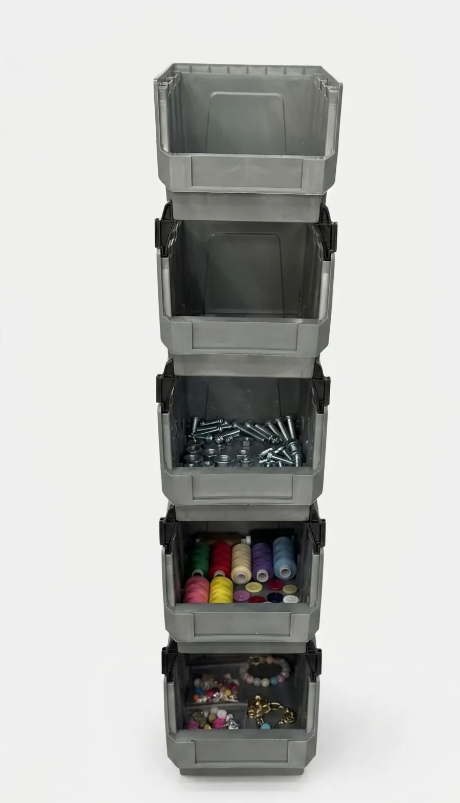 5'Lİ Modüler Plastik Avadanlık Kutusu Seti | İstiflenebilir Organizer Kasa (PX-400 Yükseltme Pimli)