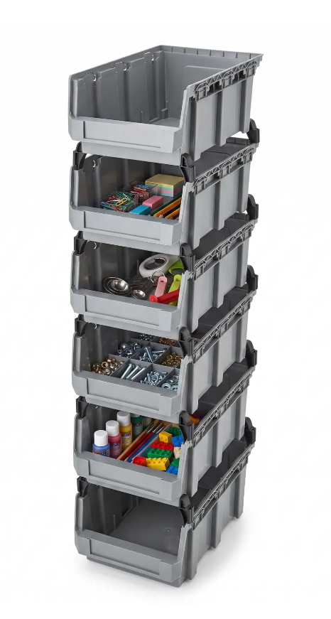 5'Lİ Modüler Plastik Avadanlık Kutusu Seti | İstiflenebilir Organizer Kasa (PX-400 Yükseltme Pimli)