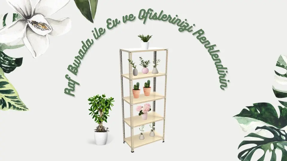 Sena Raf 5 Katlı Beyaz Renk Çelik Raf - Çiçeklik Rafı, Ofis Rafı