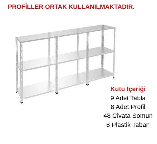 Sena Raf 3 Katlı 3'lü Galvaniz Çelik Raf