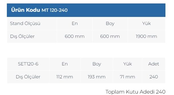 Sena Raf Çekmeceli Döner Metal Dolap MT 120-240