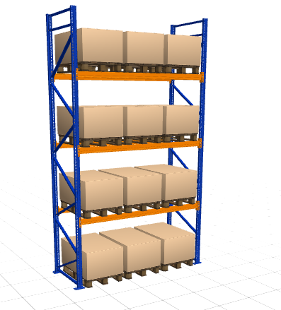 Sena Raf Palet Rafı | 105x270x500 cm - 3 Katlı Endüstriyel Depolama