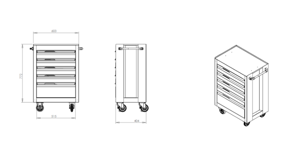 Sena Raf Pro 5 Çekmeceli  Takım Arabası