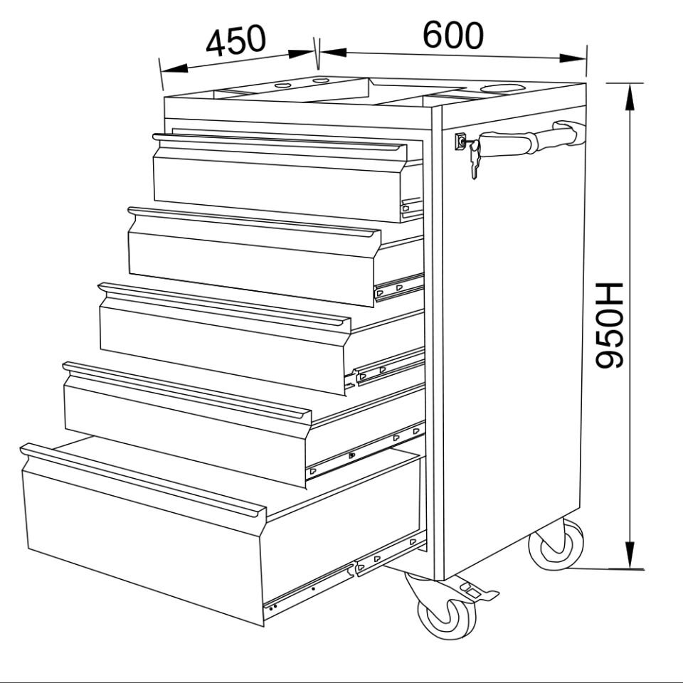 Sena Raf 5 Çekmeceli Takım Arabası